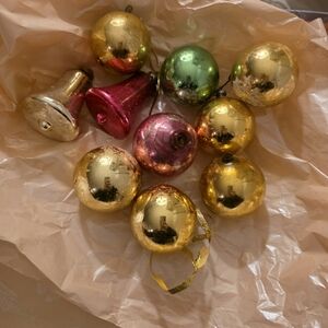 1950s Vintage Glass Balls & Bells Holiday Ornaments